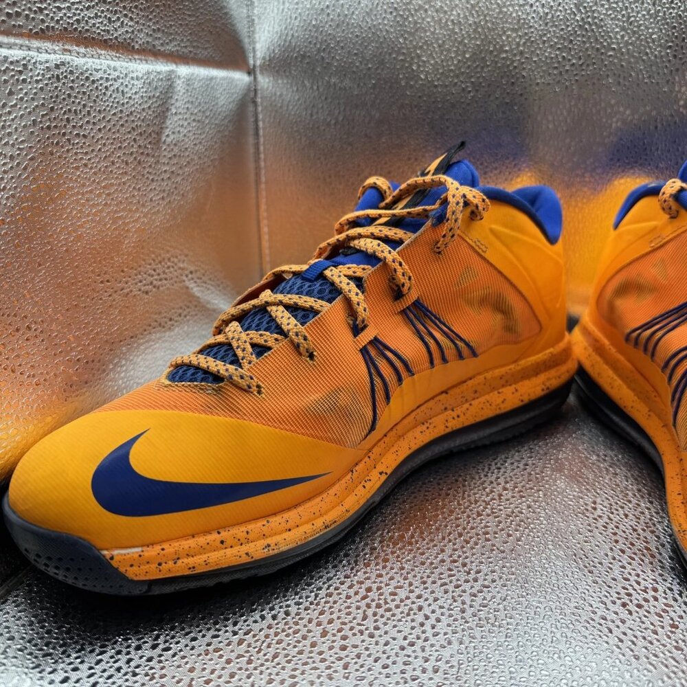 Size - 11.5 Nike Air Max LeBron 10 Low Orange Blue Mens Sneakers 579765-800 - Picture 4 of 11